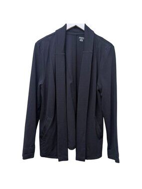 JOCKEY Stretch Blazer Womens Medium Black Ponte Knit Open Front Jacket